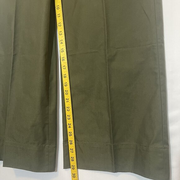 J. Crew Women Wide Leg Pants Size 8 High Rise Green Cotton Blend Zipper Pockets - Picture 7 of 10